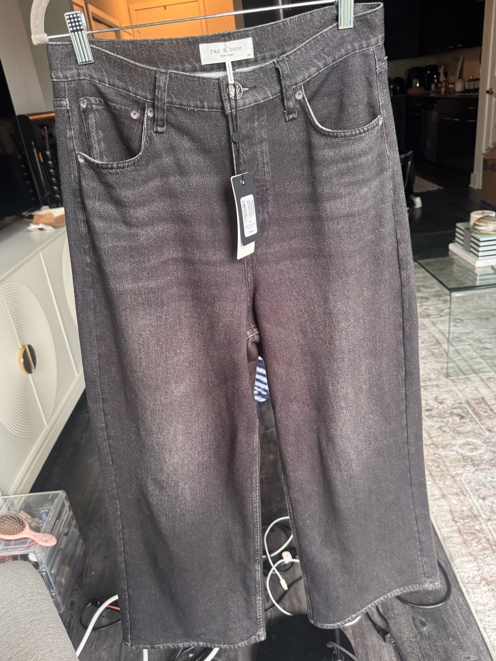 Rag & Bone Miramar Terry Wide Leg Andi Pants Size 29 Faded Black NWT